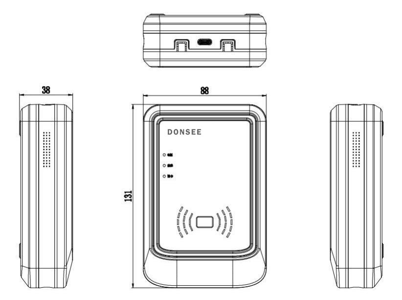 廣東東信智能科技有限公司EST-100免驅身份證讀卡器產品尺寸 廣東東信智能科技有限公司EST-100免驅身份證讀卡器產品尺寸