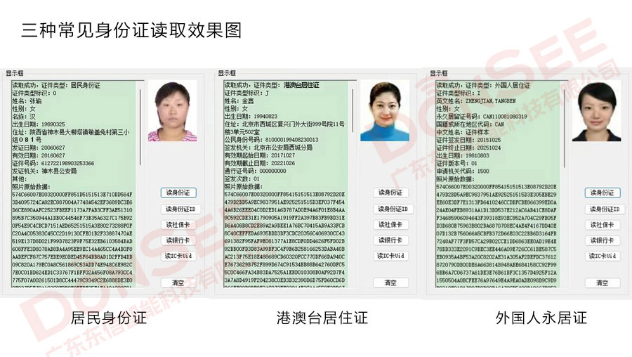 三種常見證件-讀取效果